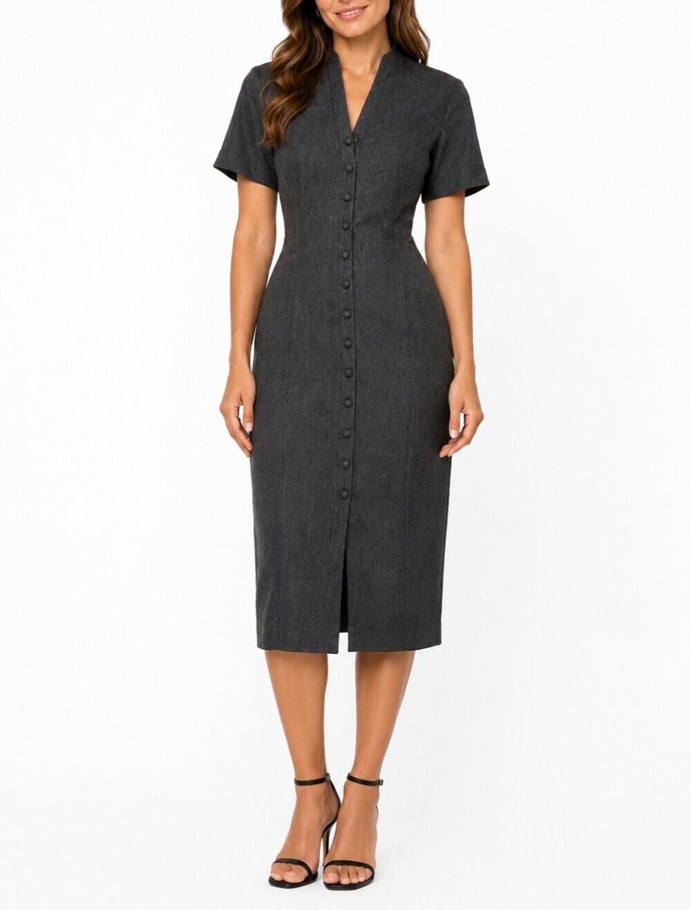 NWT 👗 Classic Style Worthington Vintage Black Button-Down Dress, Calf Length